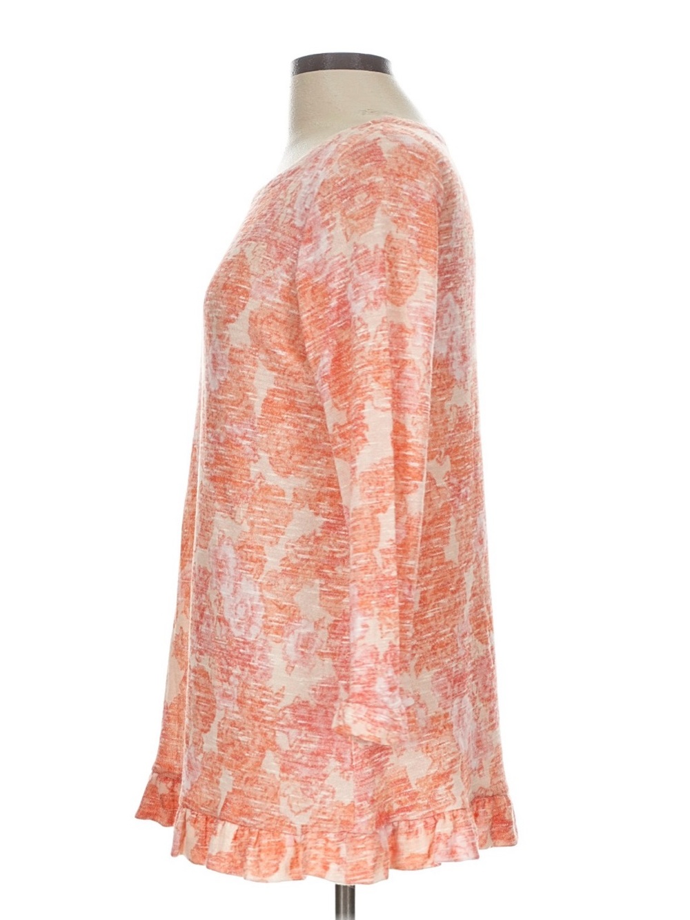 Rose +Olive Womens Orange Floral Long Sleeve Top - Picture 8 of 10